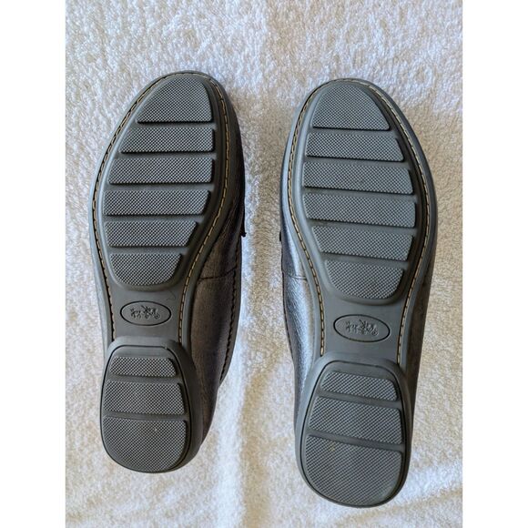 COACH Odette Logo Solid Metallic Gray Leather Driver Loafer Sz 6.5B - Picture 7 of 10